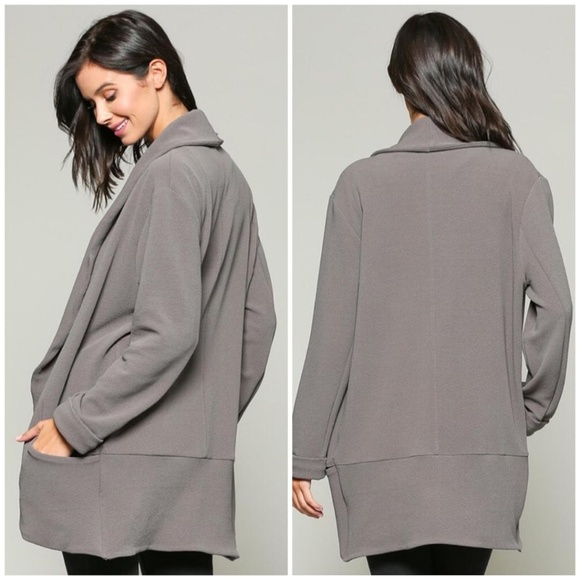 LAST ONE❗C+D+M Anthro Grey Oversized Blazer Cardi - Picture 2 of 2